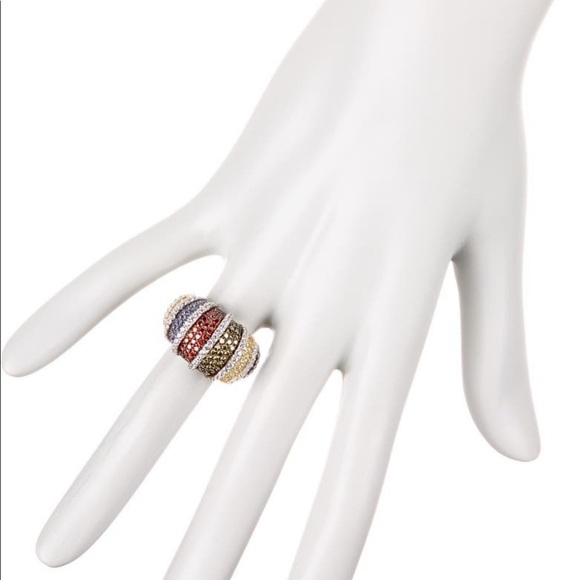 Suzy Levian Multi color Sterling Silver Ring Gorgeous! Perfect Holiday gift! - Picture 7 of 15